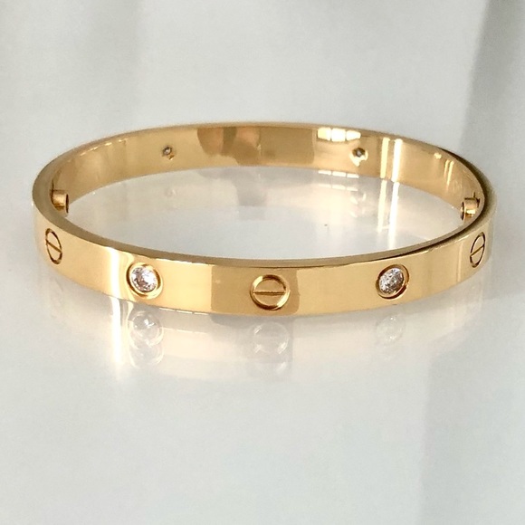 Gold Screw Bracelet 4 Zirconia Classic Model - Picture 6 of 11